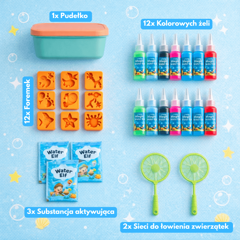 WodneStworki - Kreatywny zestaw 30 elementów  DIY do tworzenia pływających zwierząt w wodzie