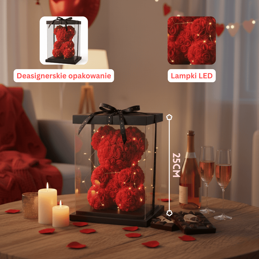 Rosé Lumière – Romantyczny Miś z LEDAMI