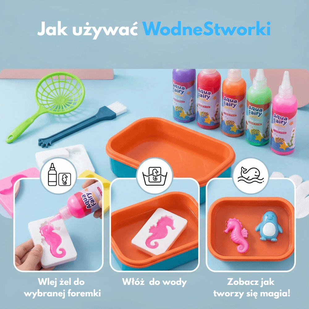 WodneStworki - Kreatywny zestaw 30 elementów  DIY do tworzenia pływających zwierząt w wodzie