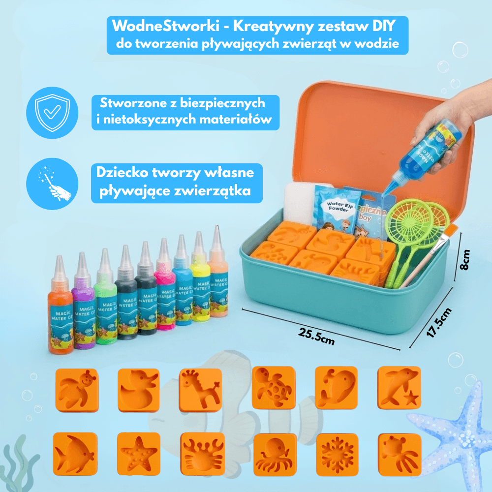WodneStworki - Kreatywny zestaw 30 elementów  DIY do tworzenia pływających zwierząt w wodzie